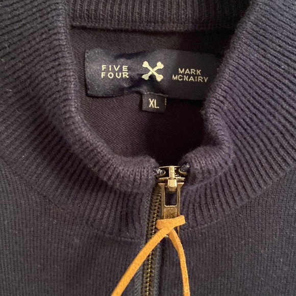 FIVE FOUR zipper cardigan with elbow patches navy blue XL - Picture 2 of 4